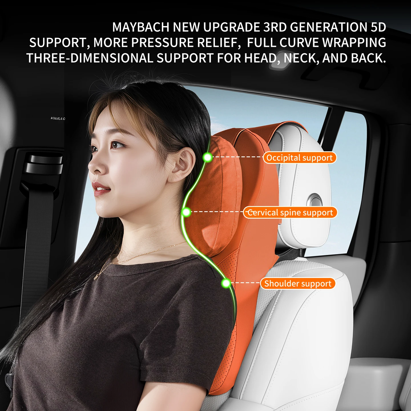 듀얼 코어 헤드레스트와 요추 지지대가 있는 1pc 자동차 목 베개, 자동차용 편안한 시트 쿠션, 모든 계절에 사용 가능한 만능 제품