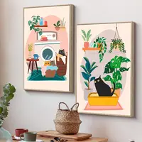 CHENISTORY Paint By Number Black Cat Plant Illustration Drawing On Canvas HandPainted Art Gift DIY Pictures By Number Kits Home 3