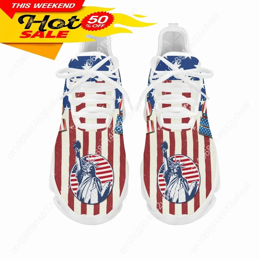 7.4 American Flag Statue of Liberty Print Flat Shoes for Women Cool Sneaker for Female Spring Summer Woman Footwear