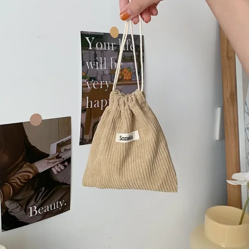 코듀로이 화장품 립스틱 보관 Drawstring 가방 고품질 크리스마스 선물 패키지 작은 주머니 캔디 주최자 주머니