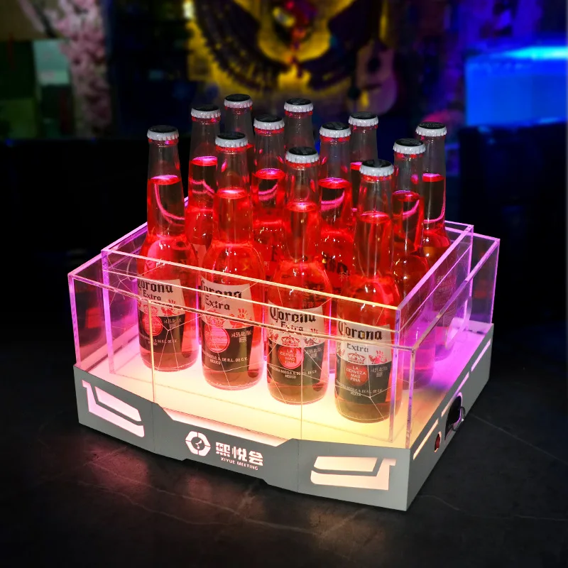 Acrylic new double-layer luminous ice bucket bar KTV party iron beer barrel champagne wine carry-on wine box