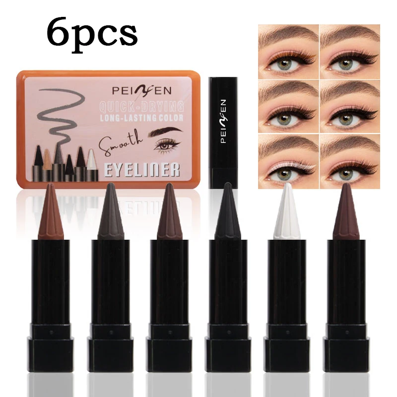 6 sztuk pisaków do eyelinera, różne kolory do wyboru, długotrwały makijaż bez zmieniających kolor odcieni, niełatwo rozmazuje się.