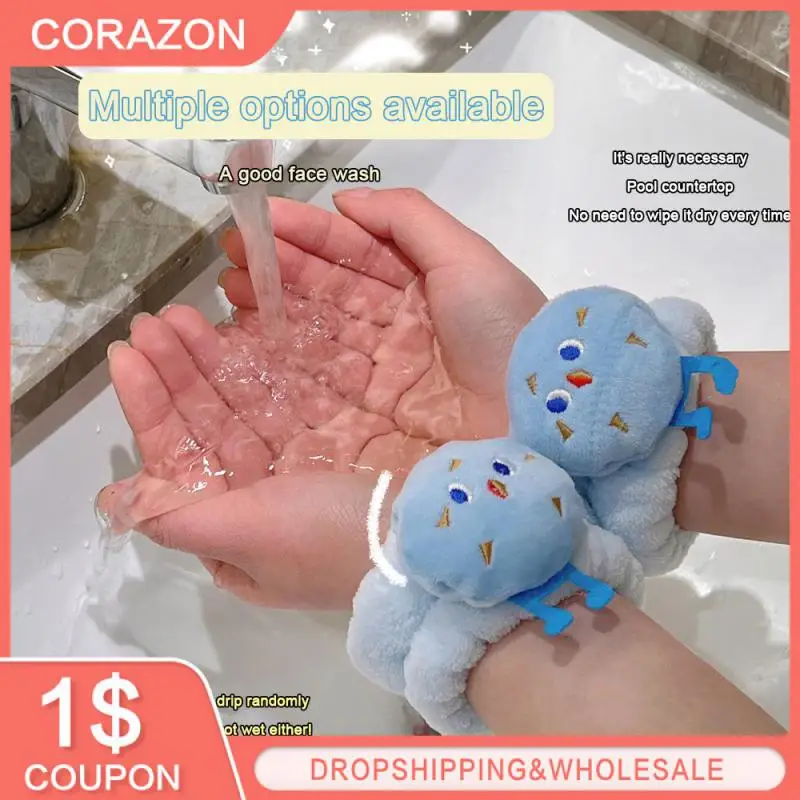 

Cute Bracer Set Water Absorption Cloth Wash Bracer Bathroom Supplies Wash Face Hair Set Water Proof Microfiber Wristband Soft