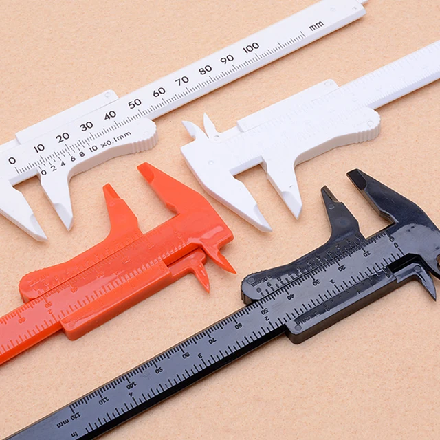 Double Rule Scale Plastic Vernier Caliper Measuring Student Mini Tool Ruler 2