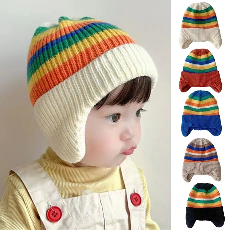 Baby Hat Set Baby Boys Girls Hats Winter Warm Knitted Beanie Caps 1 2 3 4 Years Old with Earflap for Children Kids Outdoor Hats