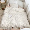 INS Princess Ruffle Edge Gauze 100% Cotton Pillow Case Breathable Duvet Cover Without Filler 3PCS Floral Home Bedding Set 2