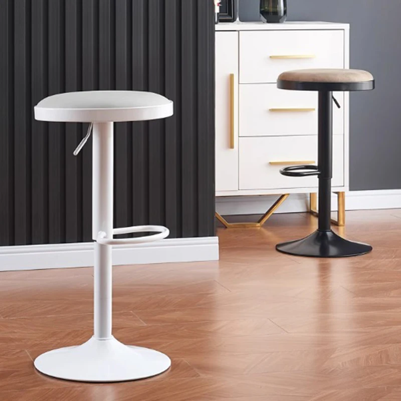 

Luxury Nordic Bar Stools Modern White Leather Swivel Bar Chairs High Designer Adjustable Taburete Alto Cocina Home Furniture