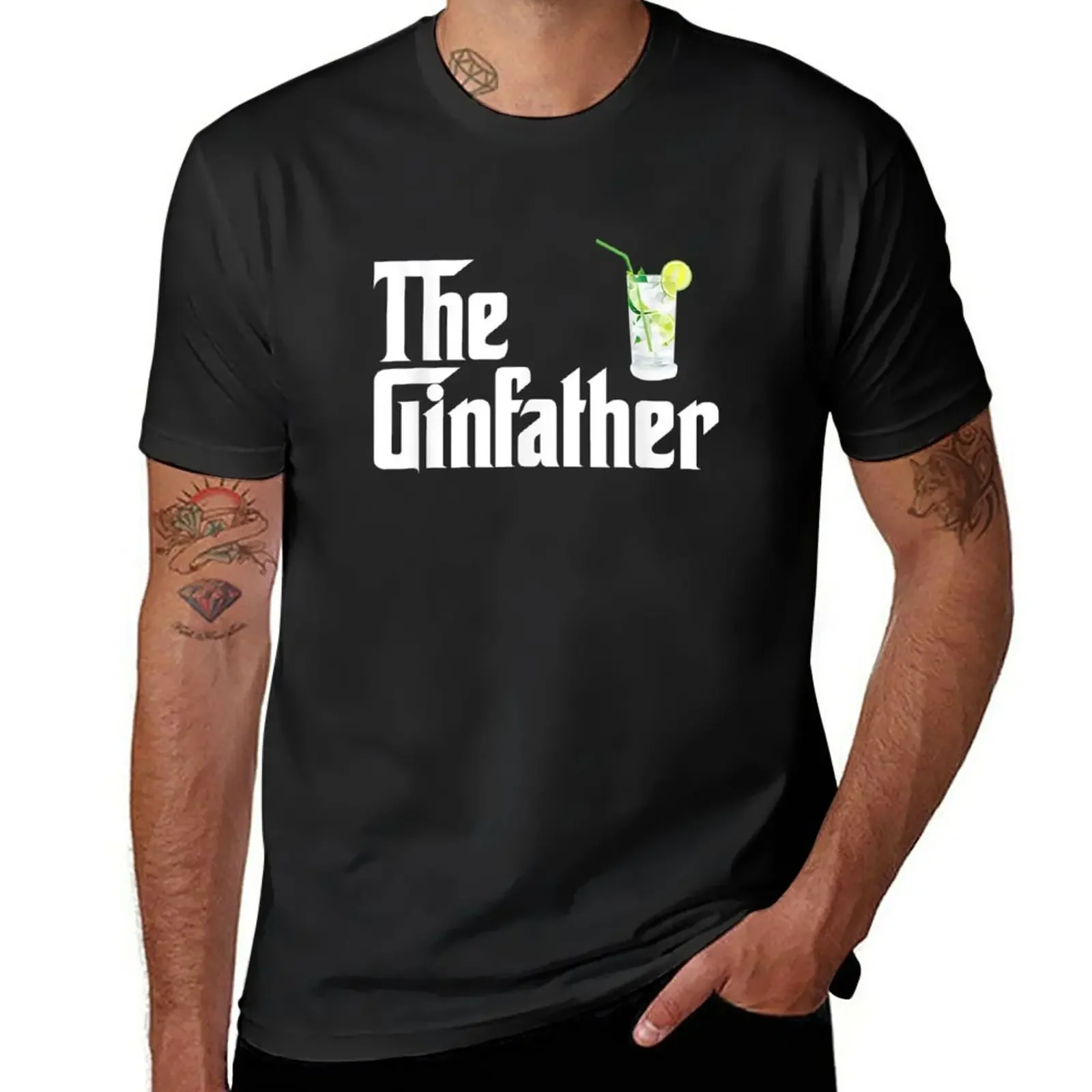 The Gin Father Funny Gin And Tonic Gifts T-Shirt Blacks Tees Mens Magliette Grandi E Alte