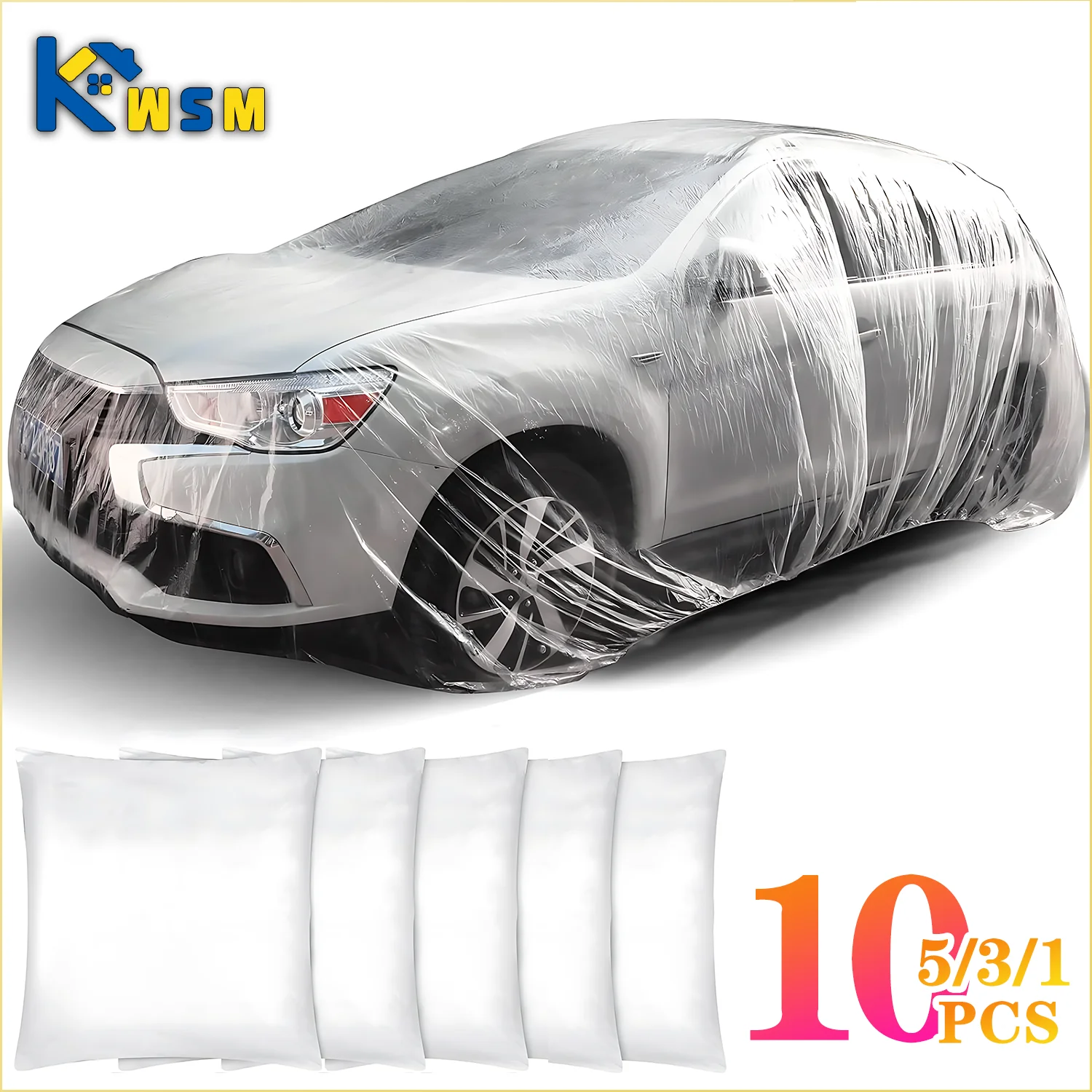 1-10 Uds cubierta desechable para coche cubierta transparente para coche abrigo y cubierta para coche película de PE cubierta para lluvia cubierta desechable para coche cubierta antipolvo para coche