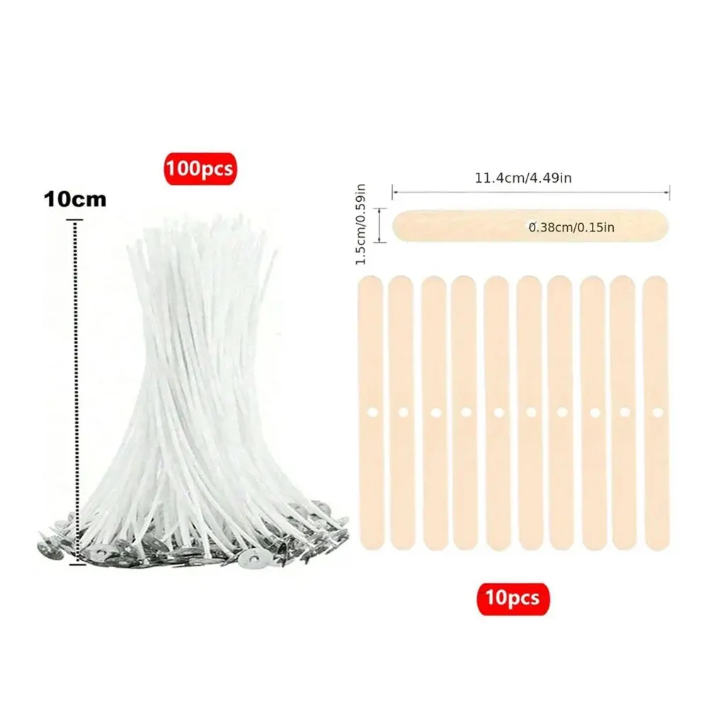 110-Piece Smokeless Candle Wick Set - Cotton Core Wax Line and Holder Kit