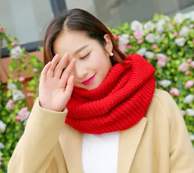 Fashion Women Ladies Knitting Scarf Winter Warm Necklace Scarf for Women Clothing Accessories Imitation Cashmere Female Scarves 6