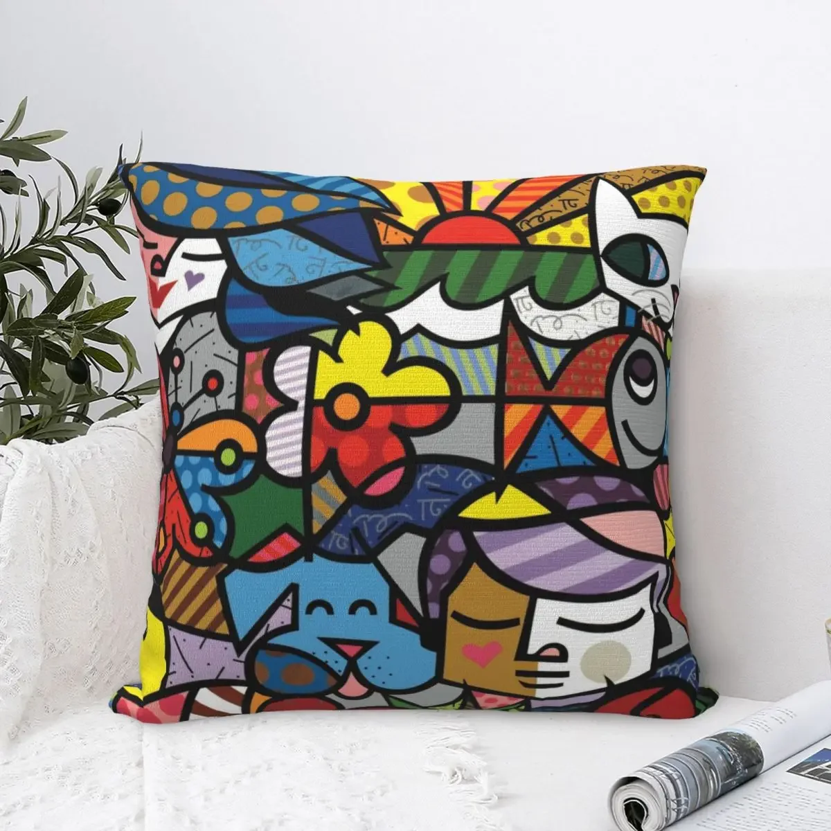 Romero Britto Federa Quadrata Fodera Per Cuscino Federa Comfort Fodera Per Cuscino In Poliestere Per Divano Di Casa Soggiorno