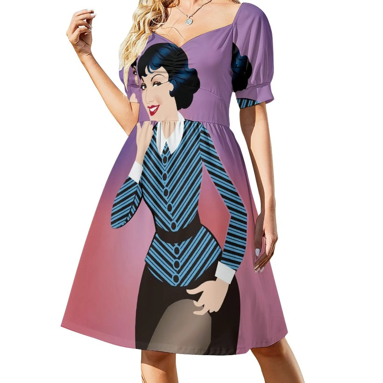 thumbnail image 1 of Vestido de manga corta de Claudette Colbert Ropa femenina Vestido lindo, 1 of 7