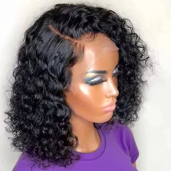 7x5 Glueless Wigs 100% Human Hair Ready To Wear Water Curly Short Bob Wigs For Women Deep Wave 13x6 Pre Cut Lace Wig Pre Plucked 1