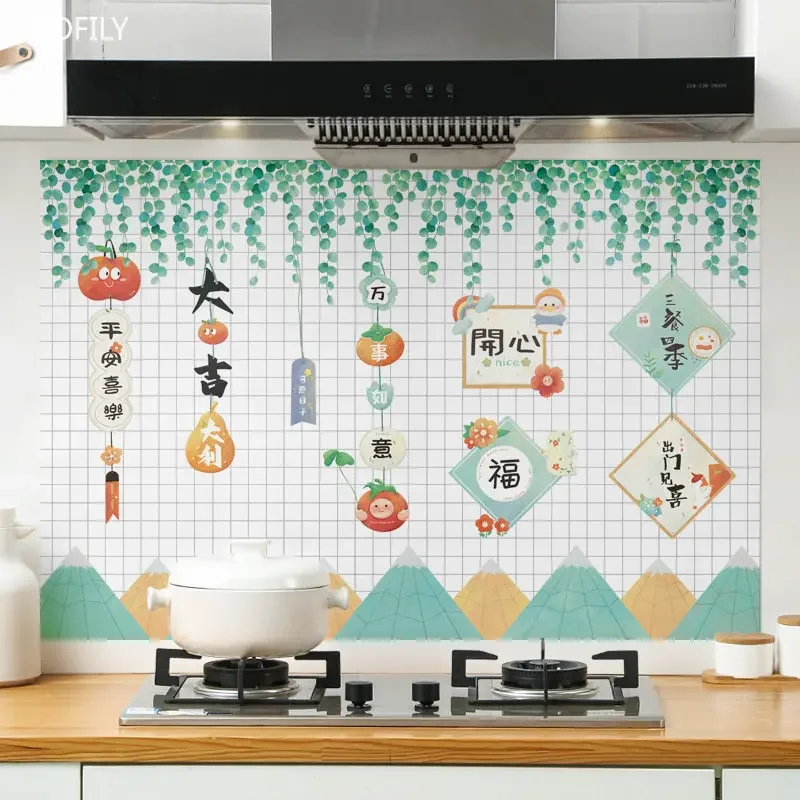High Quality Thickened Kitchen Oil Proof Wall Stickers Cartoon Animals Heat-resistant Drawer Self Adhesive Film Home Decoration
