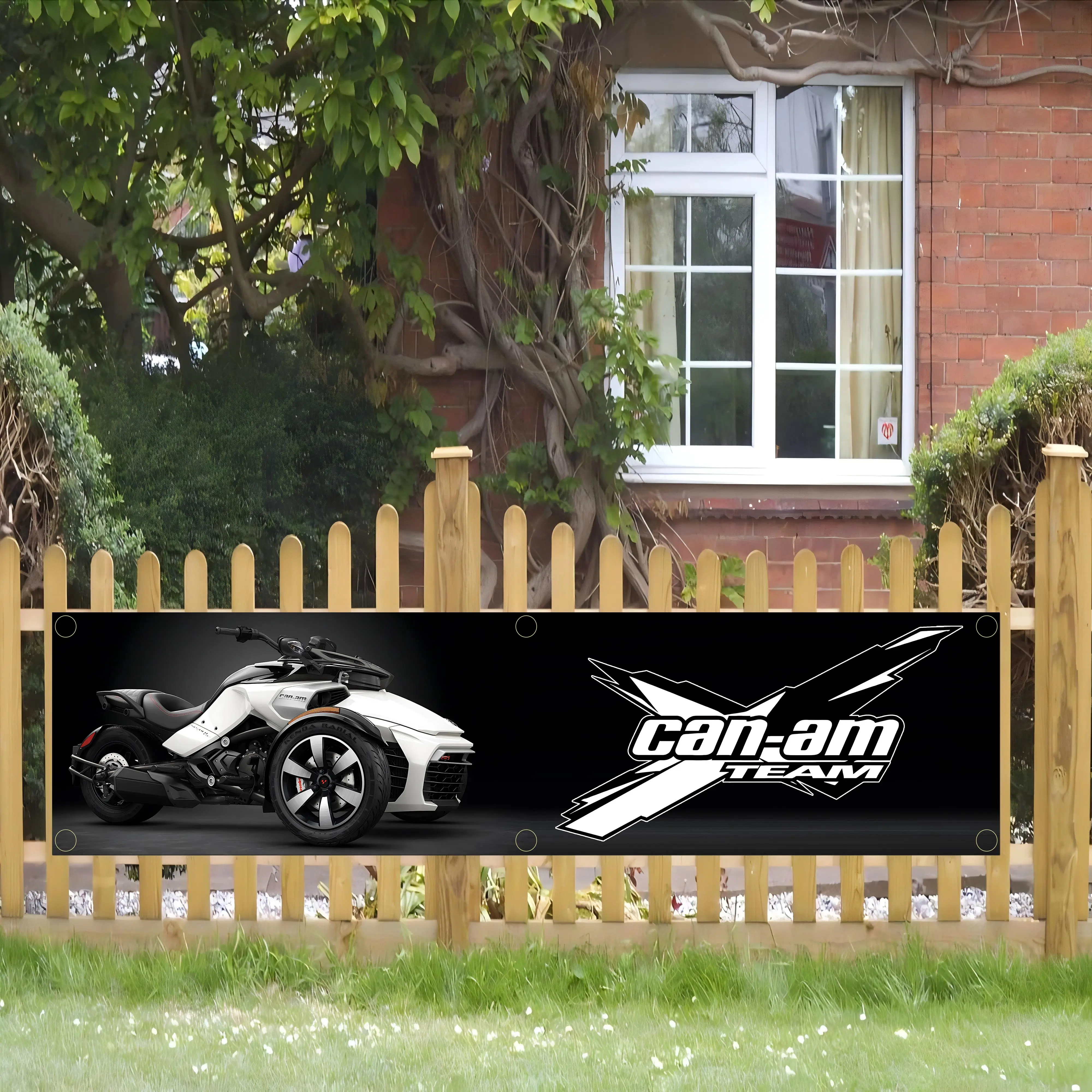 60X240cm バナー Can Am BRP オートバイレーシングフラグ