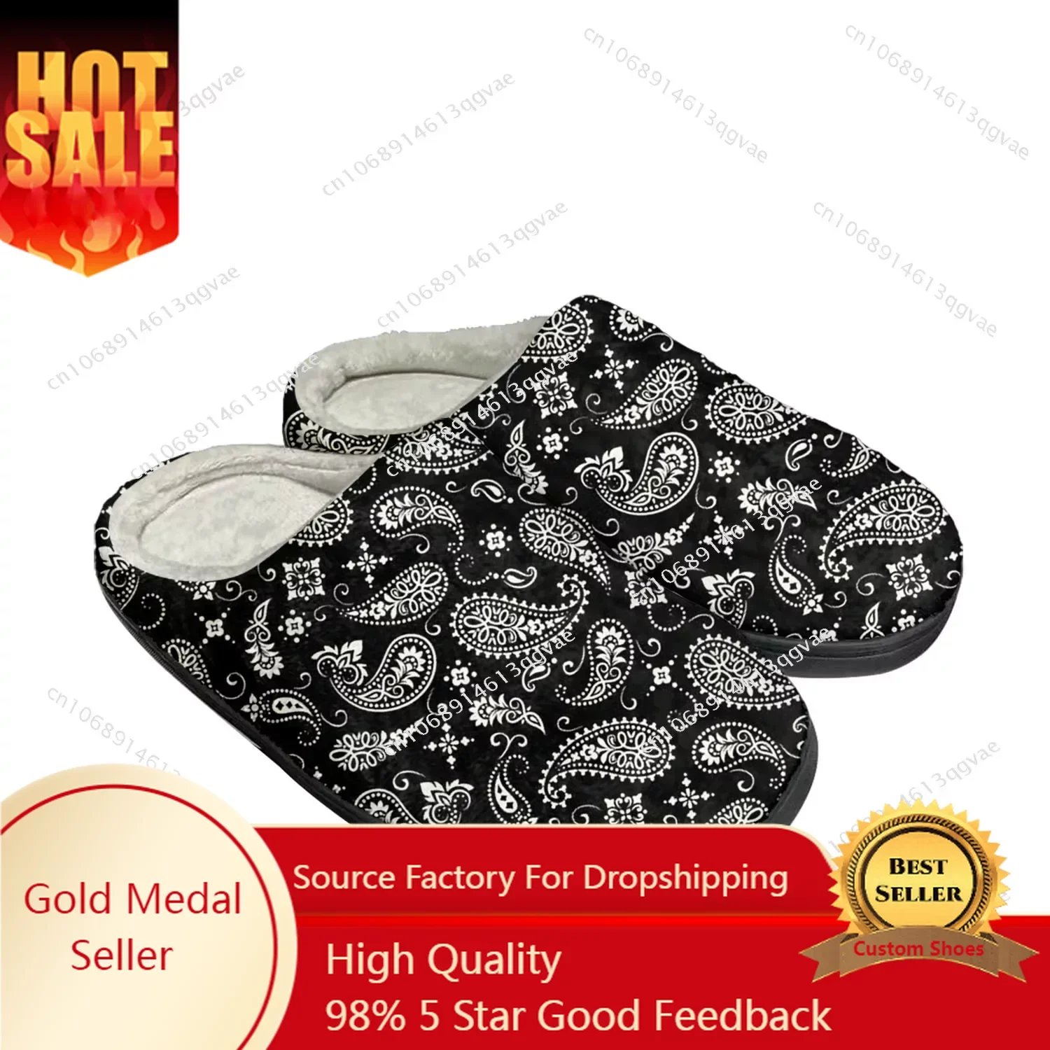 Paisley Print Gifts Home Cotton Slippers High Quality Mens Womens Plush Bedroom Casual Keep Warm Shoe Customized Thermal Slipper
