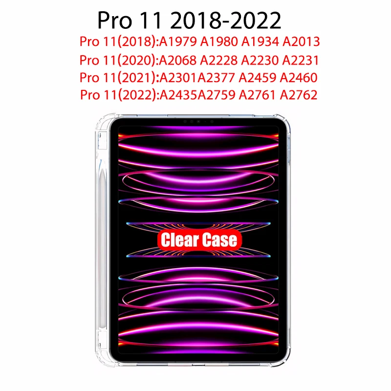 Clear iPad Case with Pencil Holder - Durable, Soft TPU Protective Cover