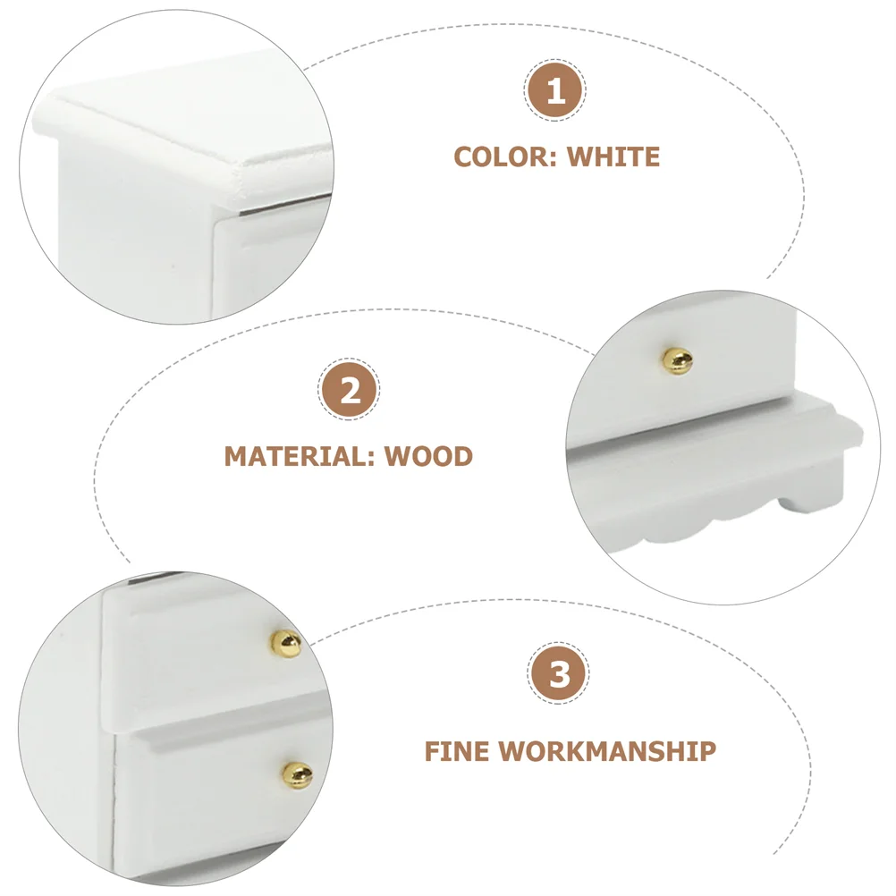 1: 12 Miniature Wooden Furniture: Wood Cabinet with Drawers Fairy Home Decoration Unpainted DIY Accessories