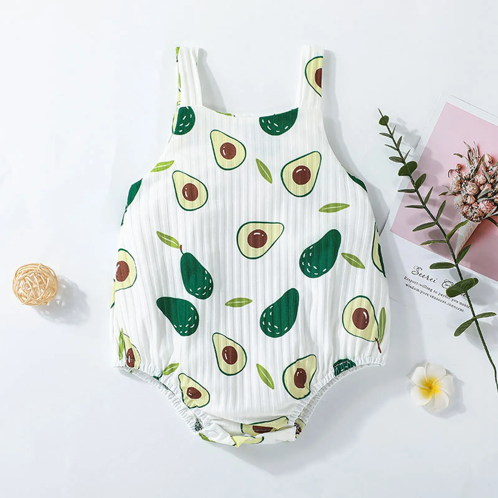 Baby Bodysuit Rompers Sleeveless for Newborn Baby One-Pieces Avocado Pirnted Jumpsuit Kids Girl Boy Children climbing clothes 3