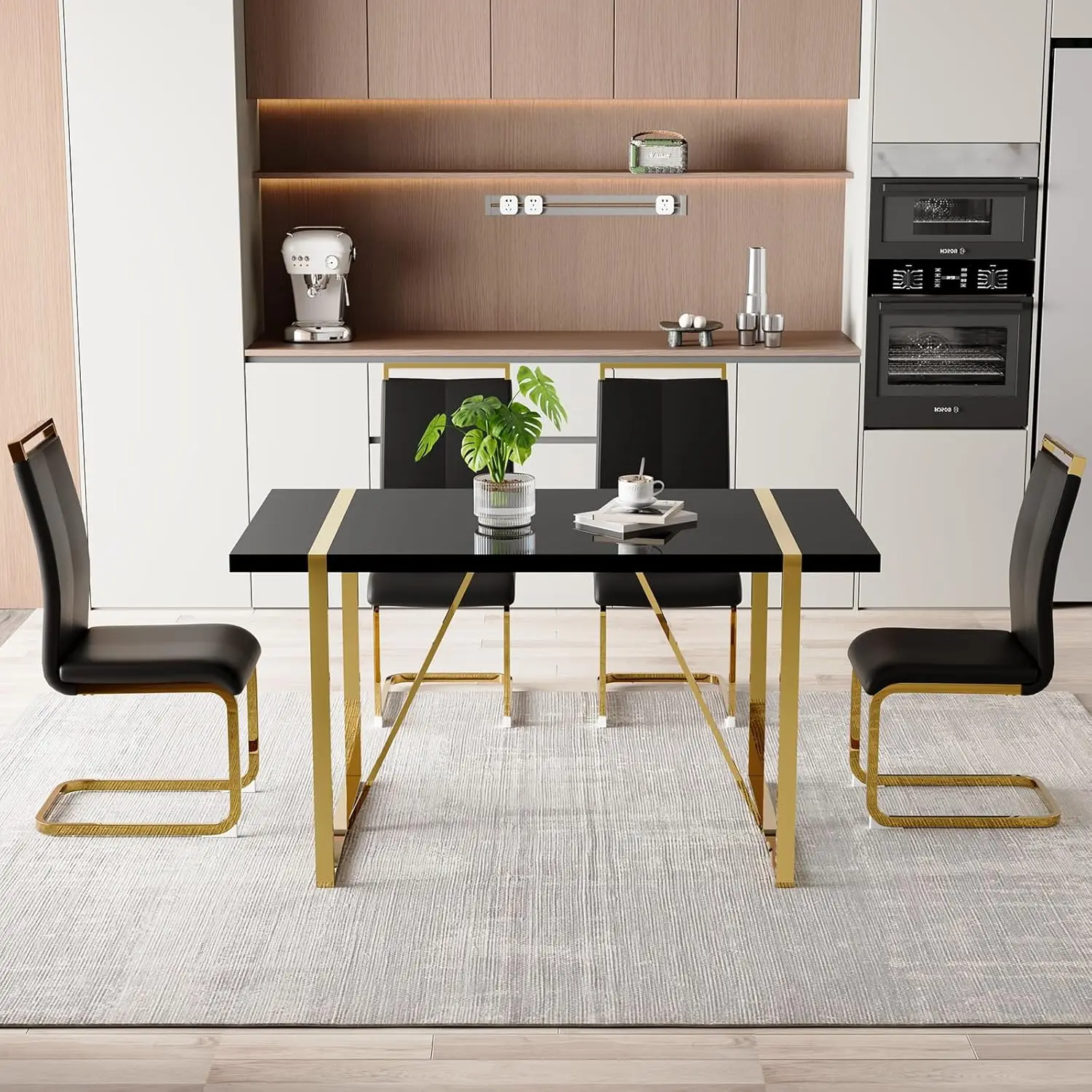 Gold Black Dining Set 2