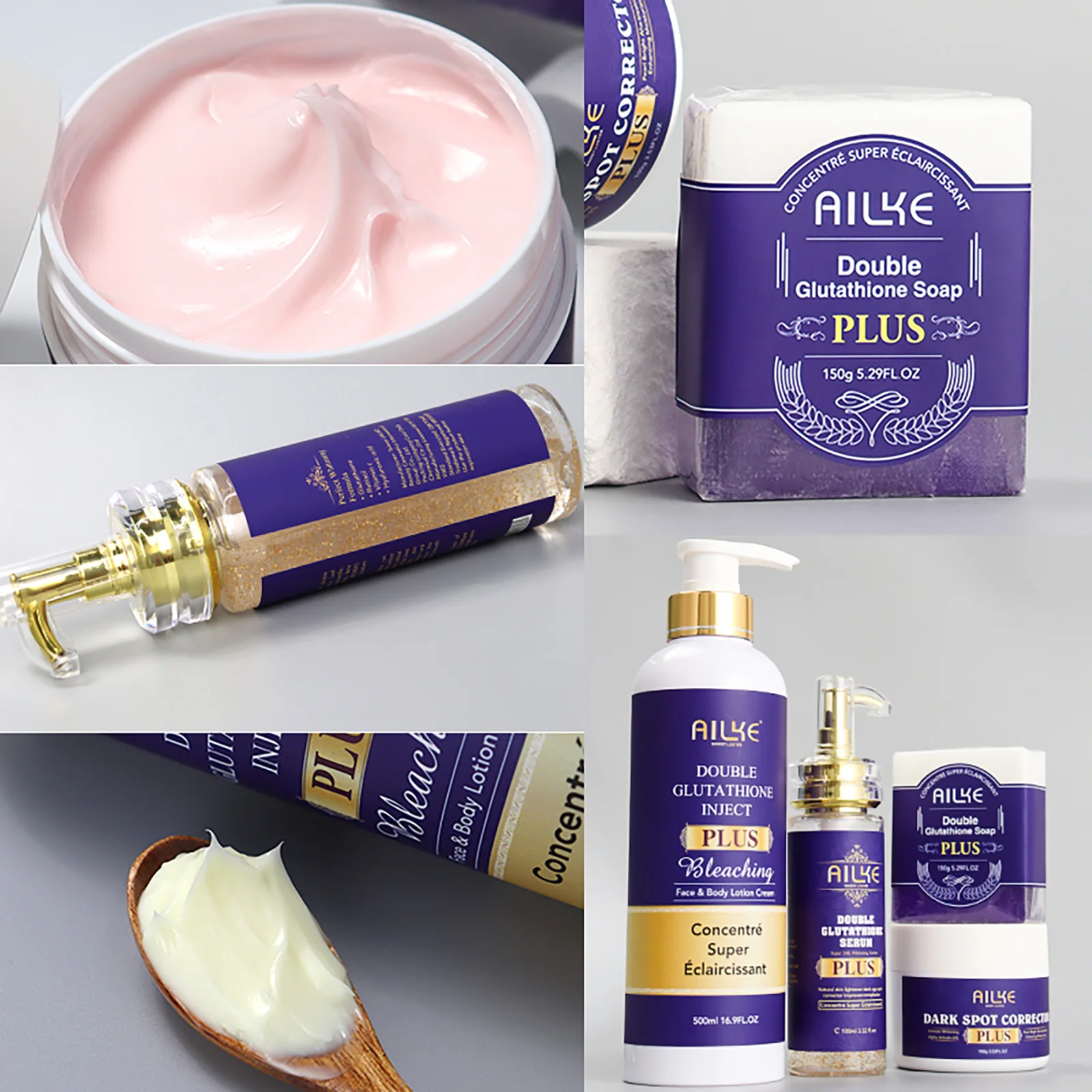 AILKE Glutathione Bleaching Cream, Advanced Lightening Lotion, Glowing Cream For Inner Thighs, Bikini Area Underarms, Natural 6