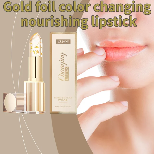 Gold Foil Color Changing And Nourishing Lipstick Moisturizing And Moisturizing Aqua Glass Softening Lip Skin Non Greasy Lipstick