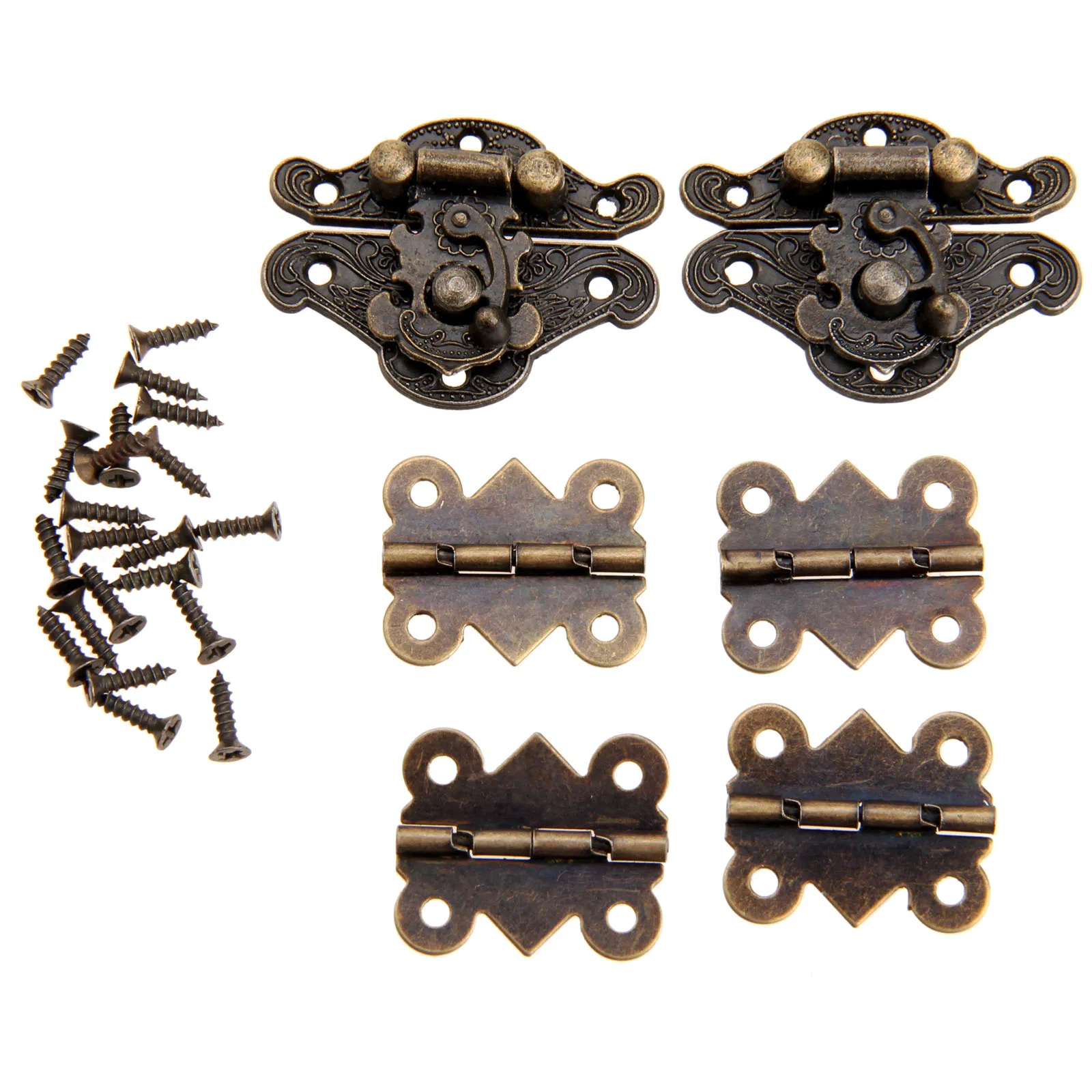Cabinet Hinges Toggle Hasp Latch 6Pcs/set For Jewelry Wooden Box Furniture