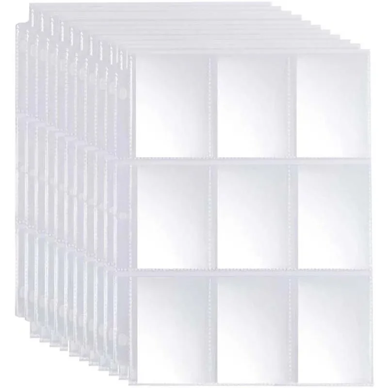 Trading Gaming Card Sleeves 50pcs 9 Pocket Trading Gaming Card Sleeves Storage Wallet Album Binder Pages Collection Coin Holders Sleeves YuGiOh Photo Albums