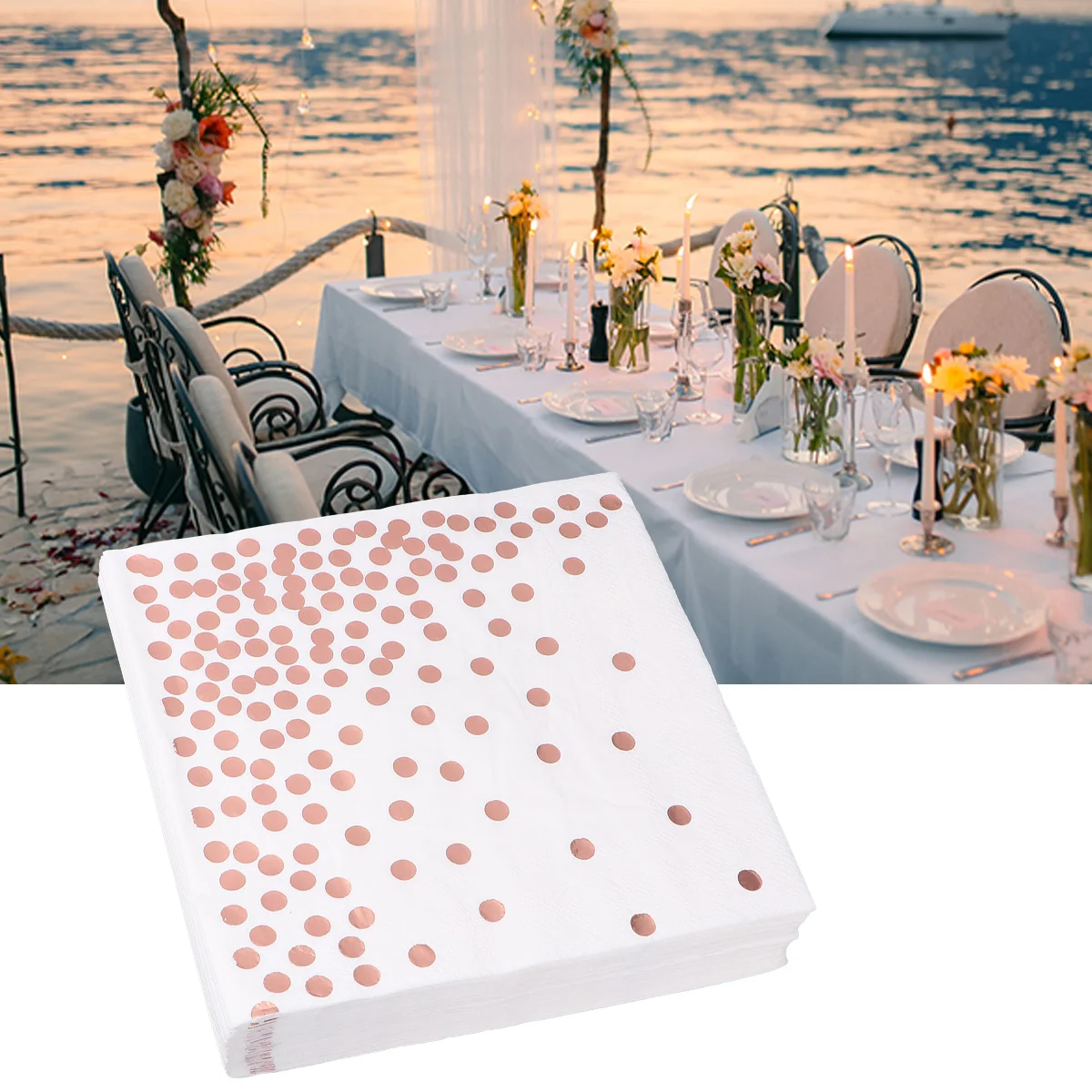 50 Pcs Printed Napkins Colorful Paper Disposable Dedicated 165X165CM Dinner Golden