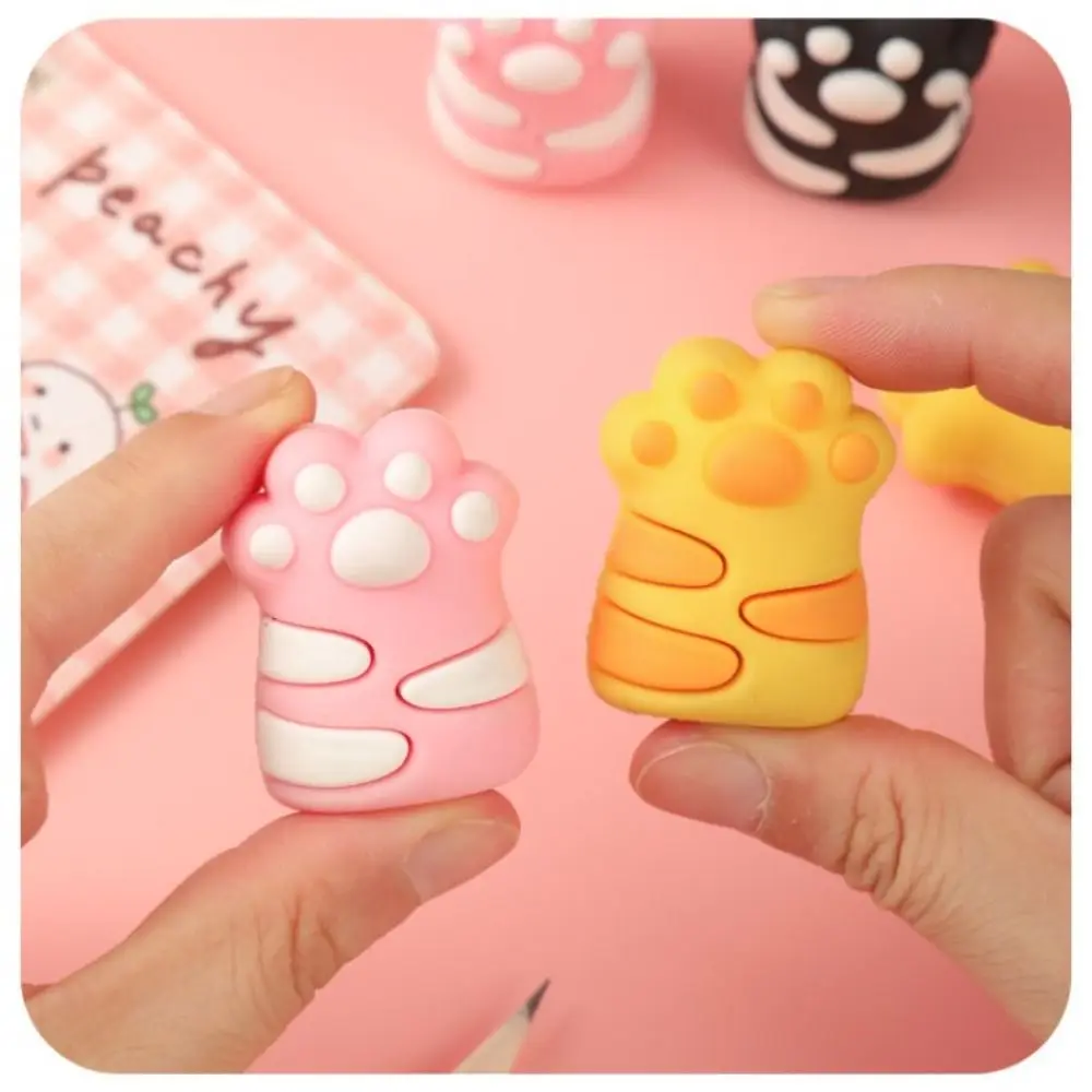 미니 고양이 발 모양의 수동 연필 깎이 단일 구멍 스케치 연필 절단 도구 PVC 쓰기 연필 커터 문구
