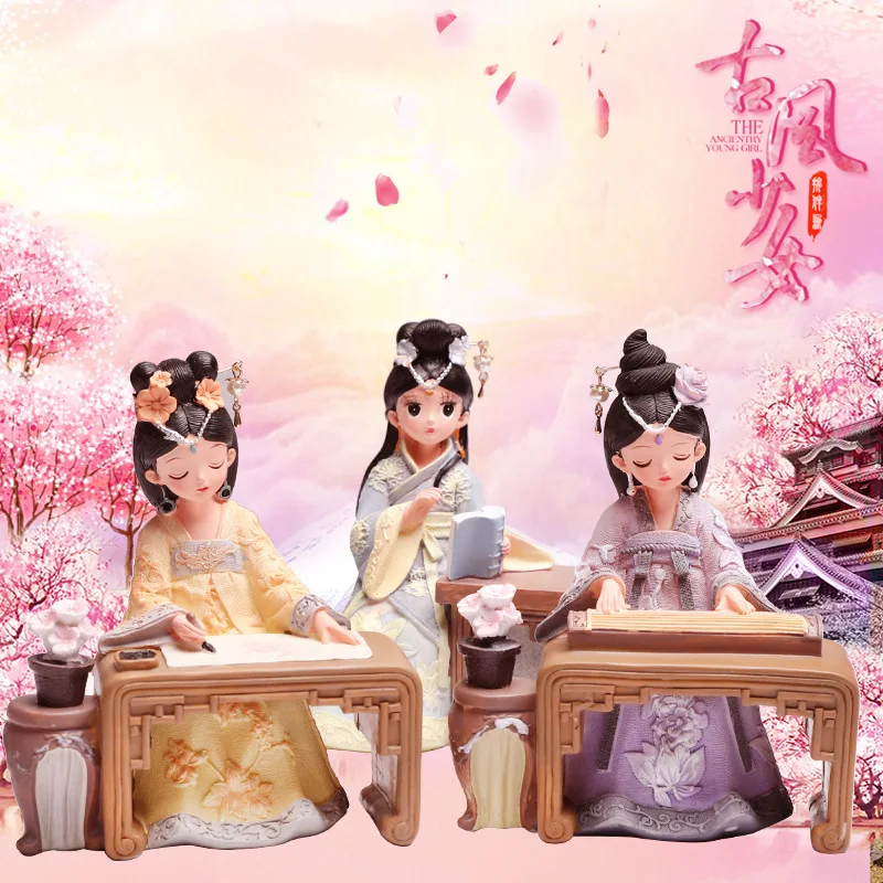 

Kawaii Decor Hanfu Qin Chess Painting and Calligraphy Palace Ancient Style Girl Grid Decoration Room Decoration Small Objects