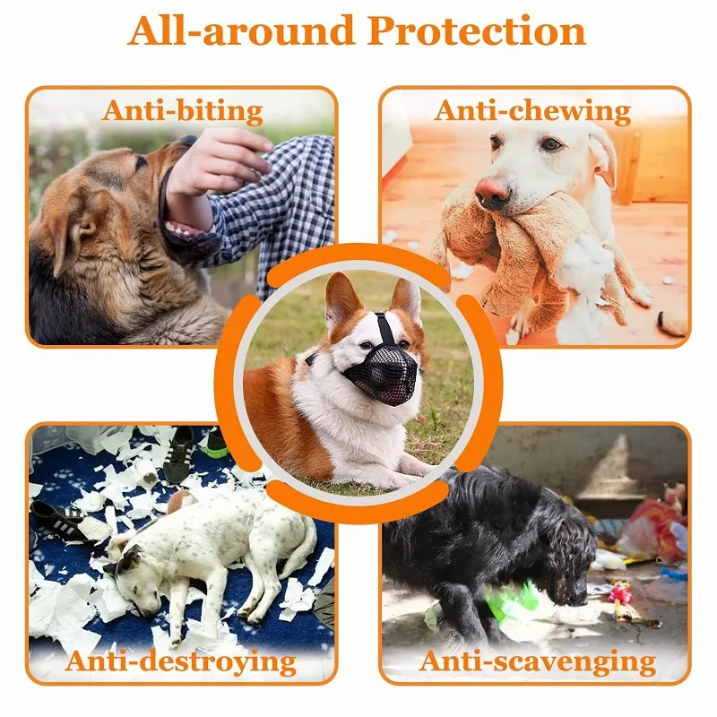 Pet Dog Muzzles Adjustable Breathable Dog Mouth Cover Anti Bark Bite Mesh Dogs Mouth Muzzle Mask for Dogs