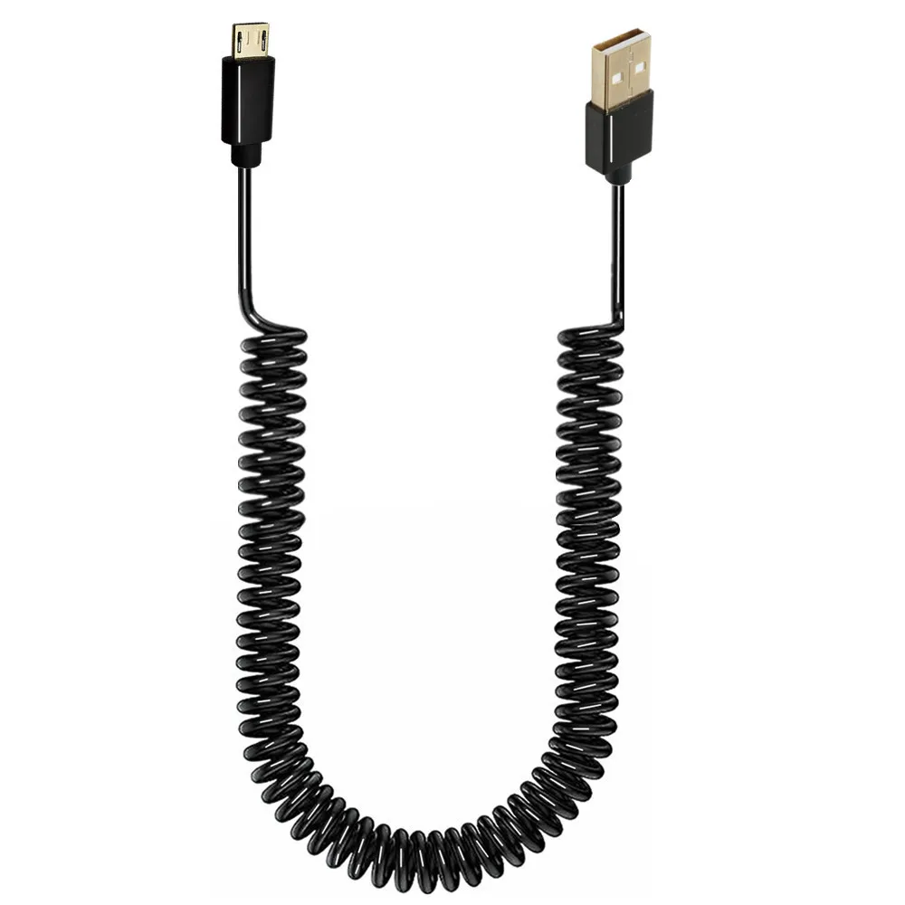 마이크로 USB 5핀 남성형에서 USB 2.0 남성형으로 변환하는 나선형 코일 어댑터 케이블 스프링 텔레스코픽 연장선 데이터 동기화 충전기용