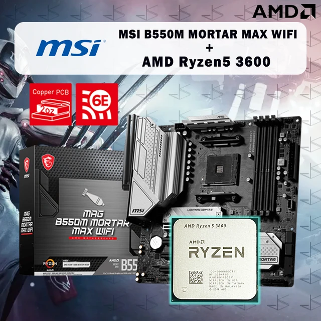 nitrogen lidenskab voldtage Amd Ryzen 5 3600 R5 3600 Cpu + Msi Mag B550m Mortar Max Wifi Motherboard  Suit Socket Am4 All New But Without Cooler - Motherboards - AliExpress