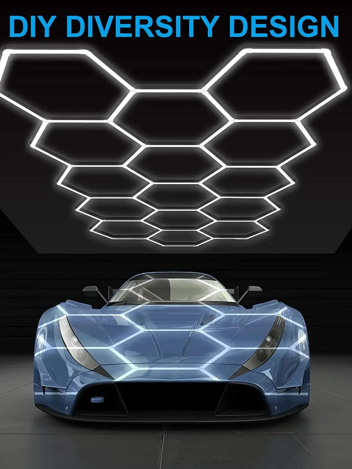 Car Detailing LED Hexagon Light Garage high brightness 6500K Daylight White inkable Plug-in Ceiling Light for Garage Workshop 3