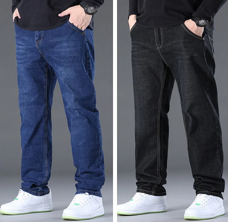 Men's Jeans Wide Leg  Jeans Men Straight Stretch High Waisted Denim Trousers Maximum Suitable Weight150 kgs