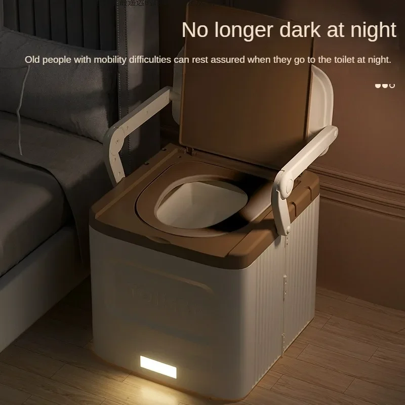 

Old Man Sanitary Movable Toilet Chair Portable Adult Poop Stool for Bedroom Disabled Pregnant Women Convenient Home Solution