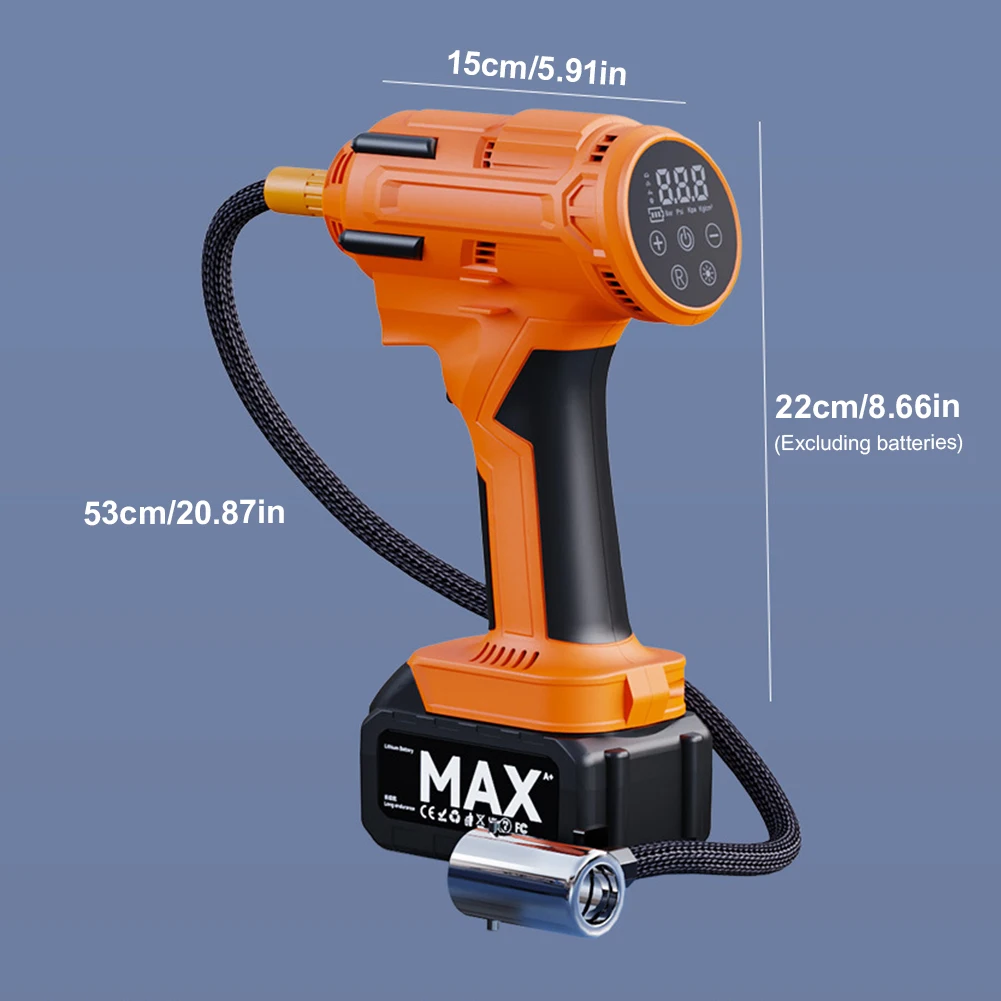 120W 150PSI Tire Inflator Portable Air Compressor Electric Cordless Air Pump Inflation Tire Pump with LCD Screen Pressure Gauges