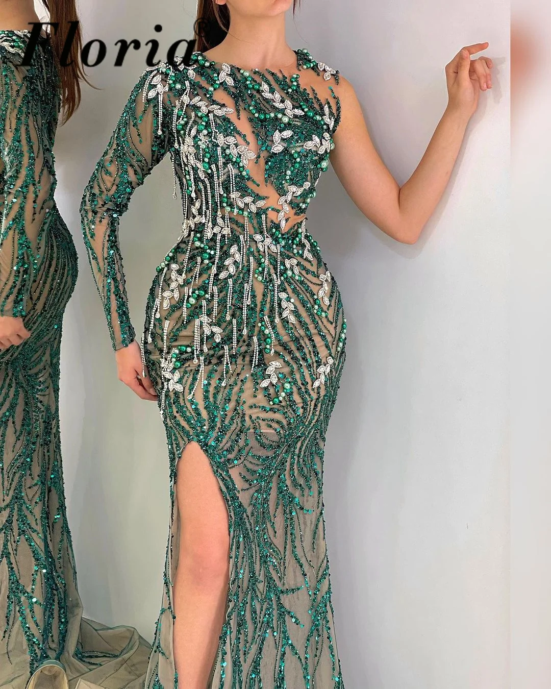 

Темно-зеленые Элегантные платья знаменитостей с Боковым Разрезом и кристаллами Вечерние платья на одно плечо Роскошные платья для вечеринок