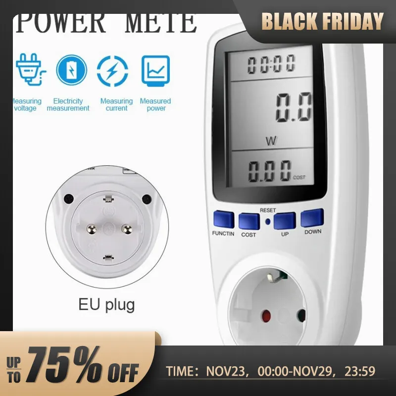  Digital Power Meter EU Plug Voltage Wattmeter Electricity Consumption Usage Monitor AC 220V 230V Energy Ammeter Socket 