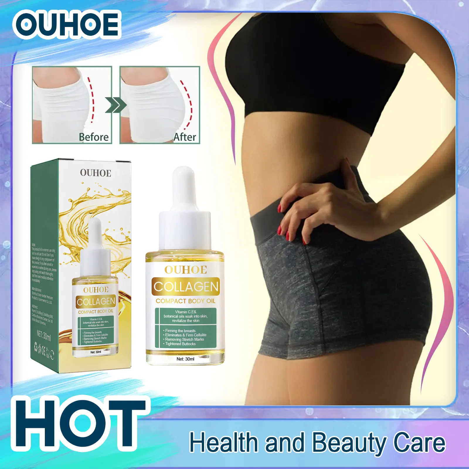 

Collagen Lifting Body Oil Thin Leg Waist Tightening Breast Fat Burner Shape Abdomen Hip Butt Lift Up Body Massage Slimming Oil