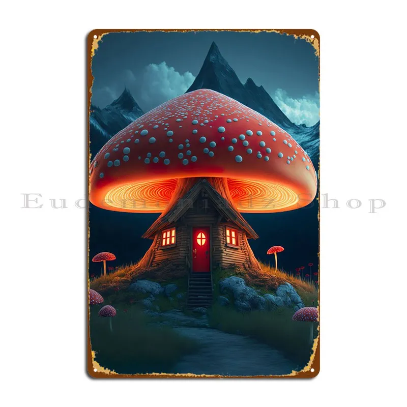 A Mushroom Home Metal Sign Stampa Custom Cinema Wall Decor Garage Tin Sign Poster