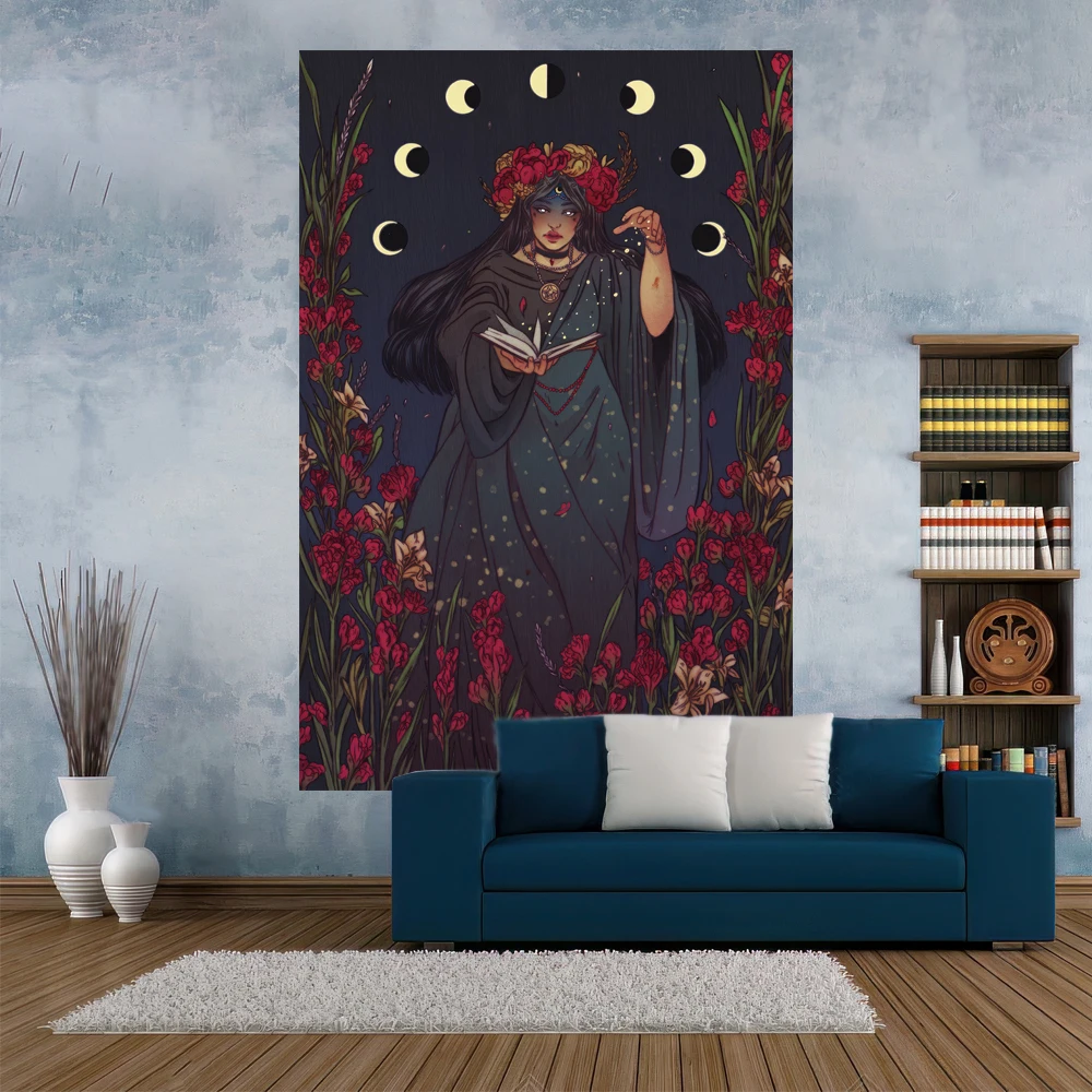 

XxDeco Tarot Girl Tapestry Anime Witchcraft Printed Hippie Wall Hanging Carpets Dormitory Backgound Bedroom Decoration Sofa Mat