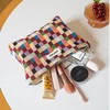 Colorful Checkered Women's Makeup Bag Large Capacity Makeup Lipstick Storage Bag Portable Travel Toiletry Bag Commuter Clutch 6