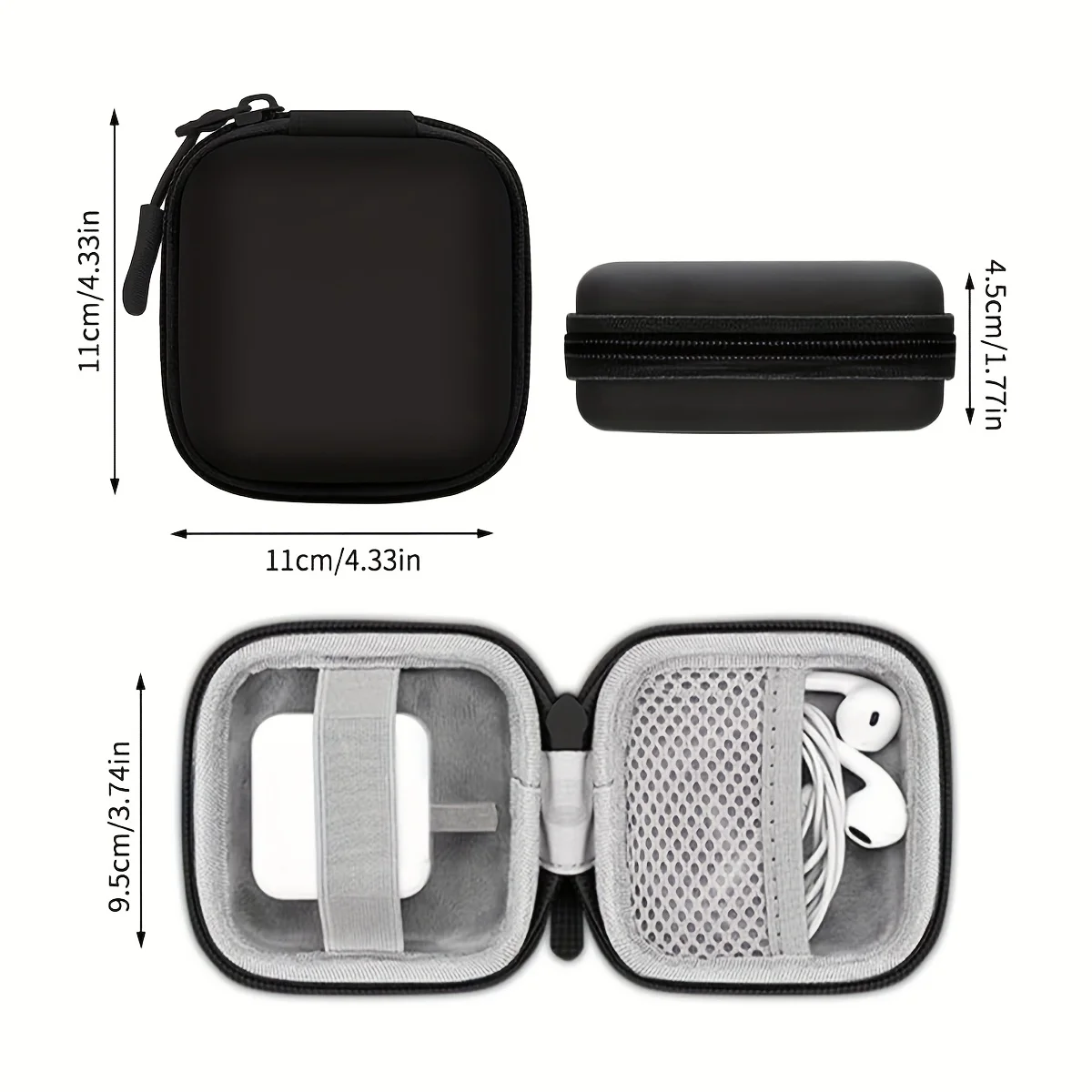 Durable EVA Charger Case - Compact Protective Cover with Mesh Pocket
