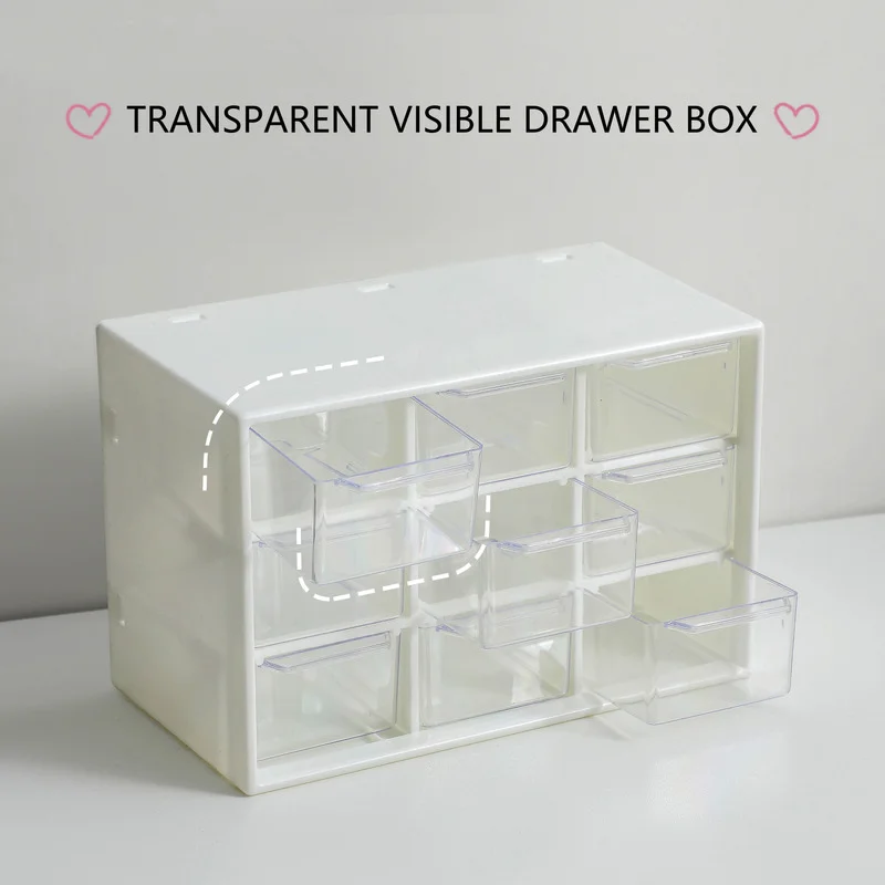 INS 6/9 Grids Dust Proof Drawer Storage Box Stationery Jewelry Hand Ledger Desktop Mini Girl Heart Storage Cabinet storage box