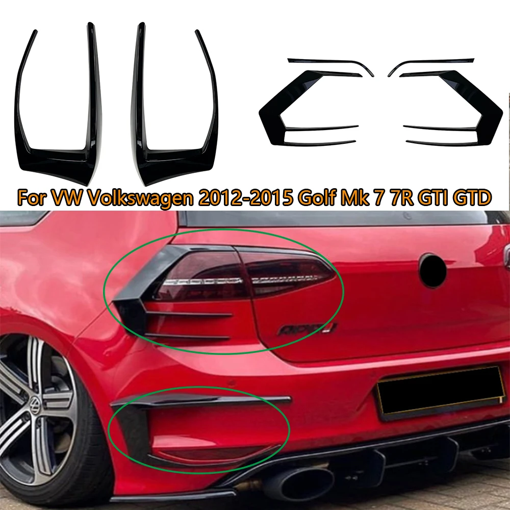 

For VW Volkswagen 2012-2015 Golf Mk 7 7R GTI GTD Car Rear Bumper Air Knife Tail Light Cover Glossy Black Body Kit