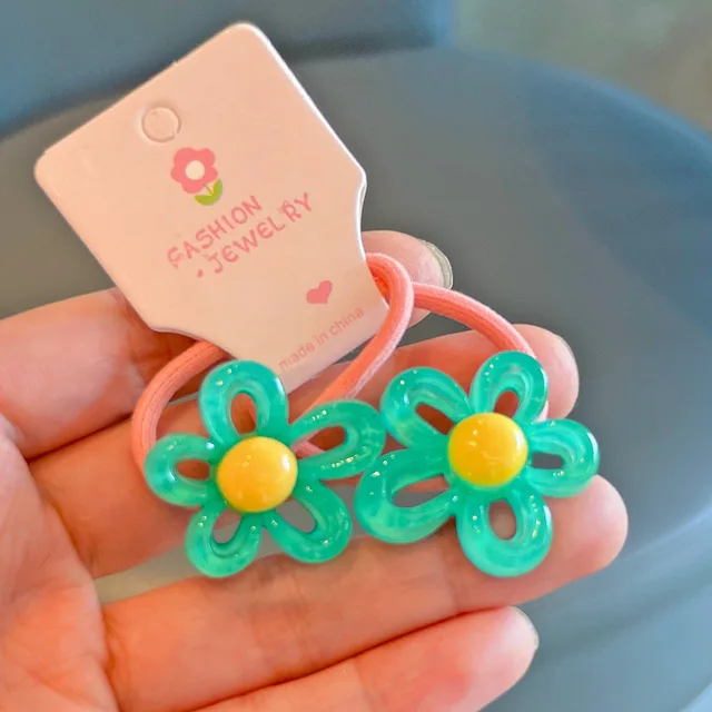 2PCS Transparent Irregular Hollow Flowers Princess Hair Accessories Girls Elastic Hair Bands Baby Hair Ties Children Headwear