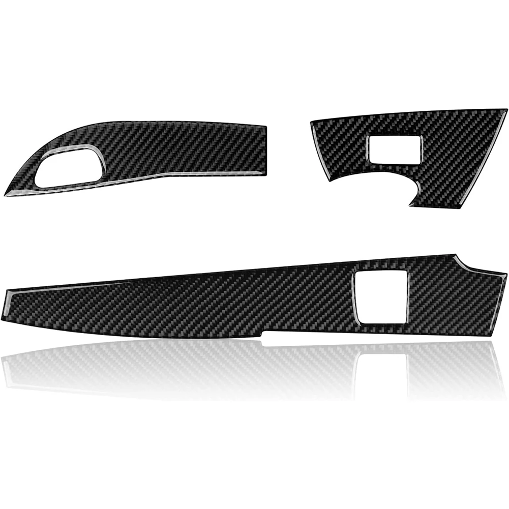 Alzacristalli Trim Switch Panel Cover Trim Sticker Kit Decalcomania In Fibra Di Carbonio Per Chevrolet Corvette C7 2014-2019, Nero